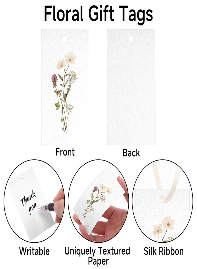 joycraft 60Pcs Floral Blank Gift Tags with Ribbons, 3.5×2 in Watercolor Bouquet White Paper Hangtags, 4 Styles Gift Wrapping Tags for Wedding, Baby Shower, Birthday, Valentine's Day, Mother's Day - Image 3